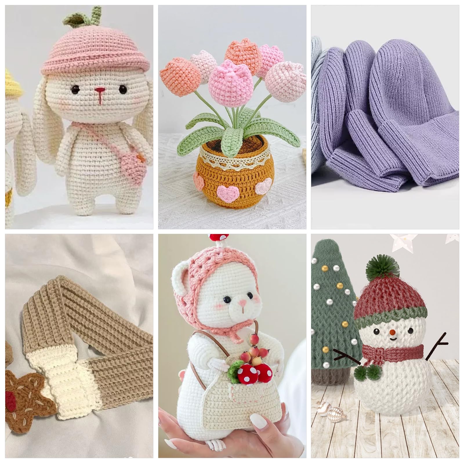 RANJIMA Häkelgarn Set – 10 Bunte Baumwollfäden, Je 33m, Perfekt Für DIY, Weihnachten, Schlüsselanhänger