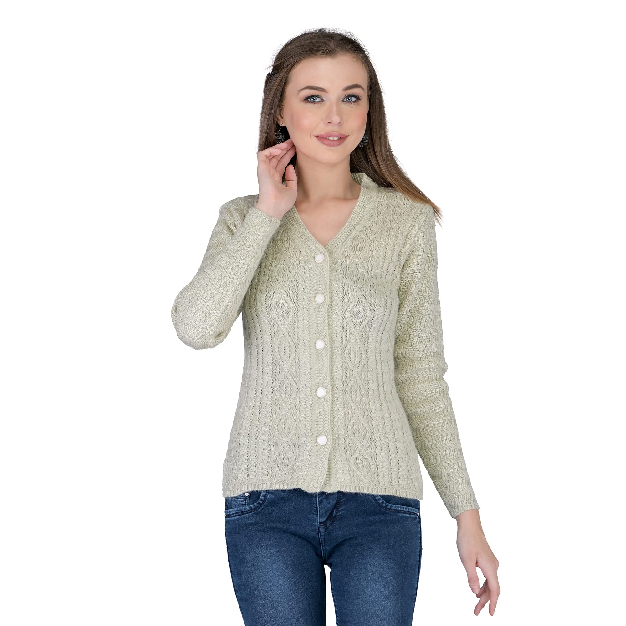 lady willington Women's Wool V-Neck Cardigan (PUREWOOLRAINBOWSEMICOTTYL_Off-White_XXXX-Large)-picture-27
