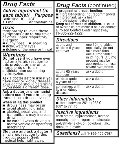 Miniatura 2 de Ohm Cetirizina 10 mg, alivio de la alergia durante todo el día (100 unidades) tabletas antihistamínicas para alergias en interiores y exteriores,