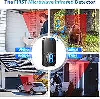 Vista 2 de Alarma de entrada inalámbrica, sensor y detector de movimiento resistente a la intemperie para exteriores con un alcance de 183 m, sistema de alerta