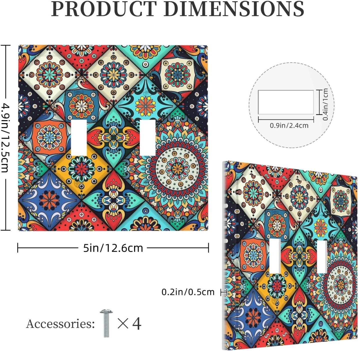 Decorative Switch Plates Colorful Talavera Flower Mandala Floral 2 Gang Double Toggle Outlet Light Switch Cover Wall Plate Electrical Faceplate for Kitchen living Room Decor