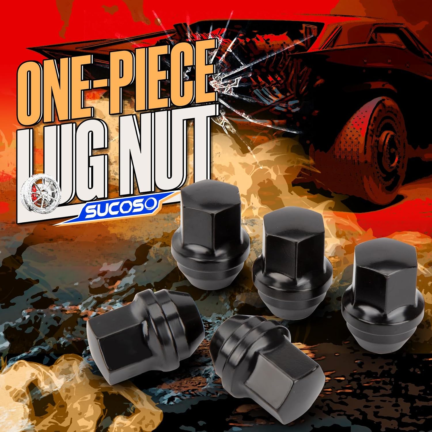 14x1.5 OEM Factory Style Large Acorn Seat Wheel Lug Nuts, 20 PCS M14x1.5 Closed End One-Piece Lugnuts for Grand Cherokee/Wrangler/Mustang/Camaro/RAM 1500