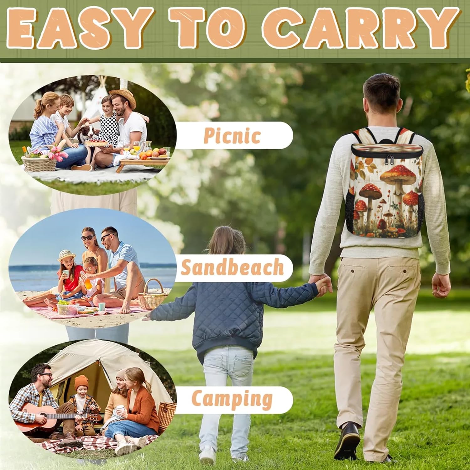 Insulated Cooler Backpack 30 Cans, Leak Proof Cooler Bag, Backpack Coolers for Picnic Hiking Camping Beach