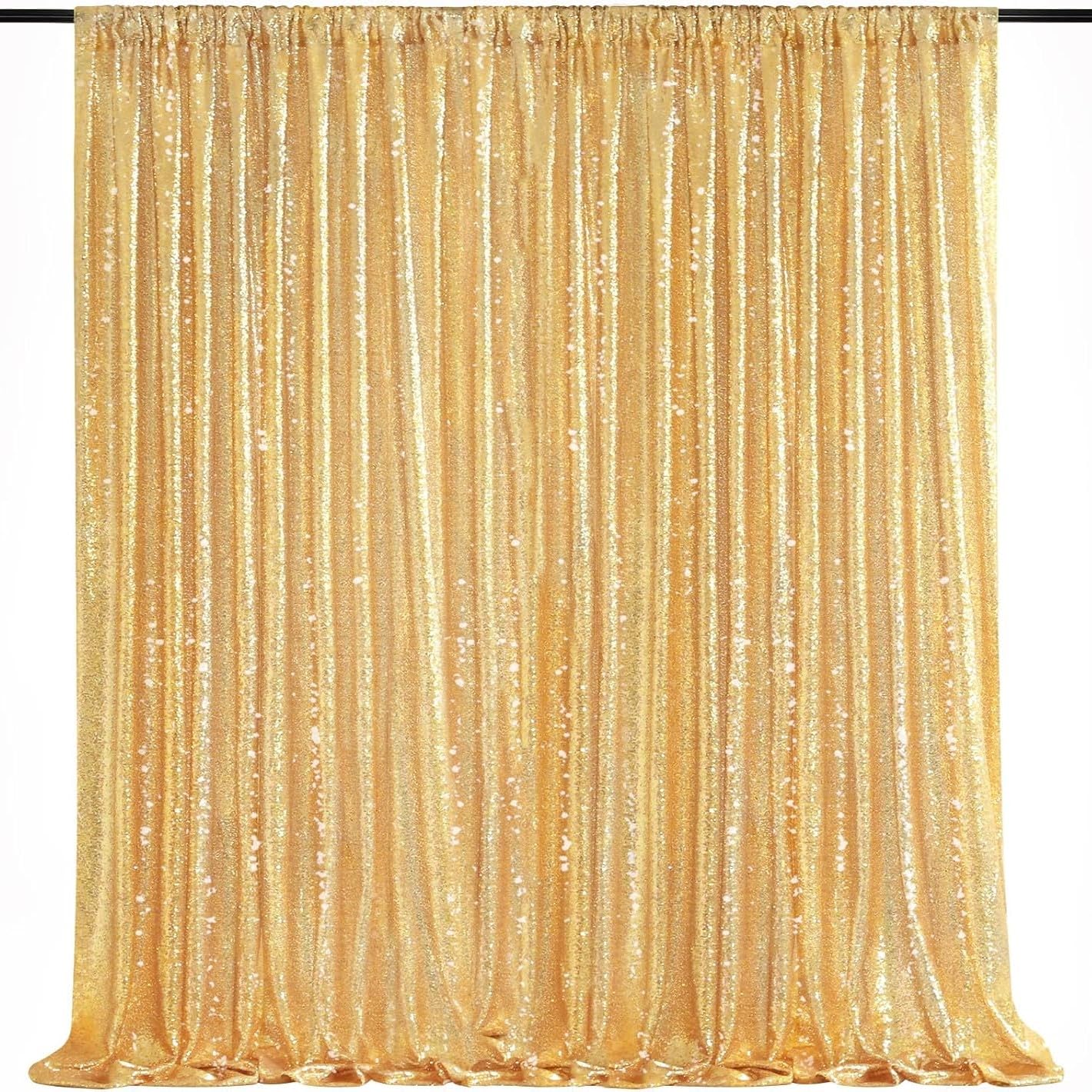 Gold Sequin Backdrop Curtain Drapes Wall Backdrop Party Decorations 8x8FT