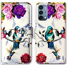 Bcov Case for OnePlus Nord N200 5G, Hummingbird in Flowers Bird Leather Flip Phone Case Wallet Cover with Card Slot Holder Kickstand for OnePlus Nord N200 5G