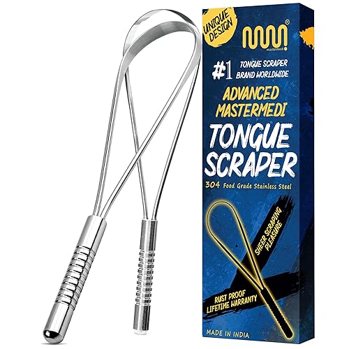 Miniatura 22 de MasterMedi Tongue Scraper for Adults with Multicolor Travel Cases (2 Pack), 100% Stainless Steel, Reduce Bad Breath, Tongue Scrubber, Easy to Use