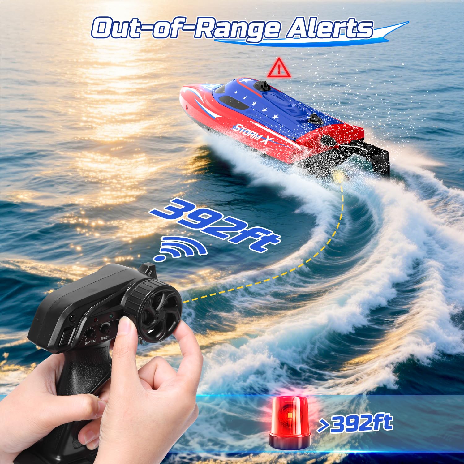 HOLYFUN Full Proportional Remote Control Boat for Kids & Adults, 20MPH+ High-Speed Waterproof RC Boat, 2 Battery(30 Mins), 2.4GHz Racing Boats Toy for Water Pool & Lake