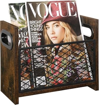YINMIT Magazine Holder, Magazine Rack for Desktop and Home Office, Farmhouse File Storage Basket for Letters, Magazines, Books, Newspapers Small