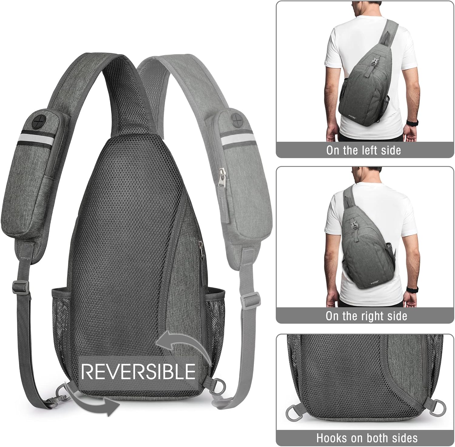 G4Free Sling Chest Bag RFID Crossbody Backpack Shoulder Bag with Earphone Hole, Dimgray, M, One size