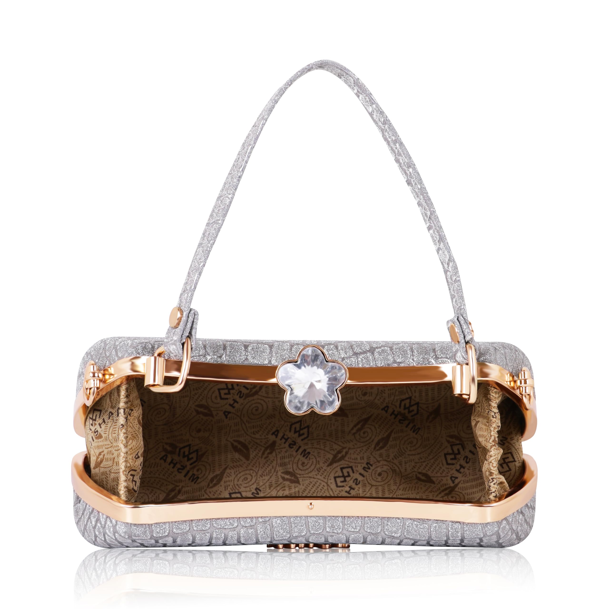 MISHA Blush Croco Luxe Clutch (Grey) 4