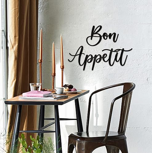 Miniatura 7 de Vivegate Bon Appetit - Decoración de pared de metal  17 x 12 pulgadas, diseño moderno y bonito de granja, arte de pared de metal para colgar