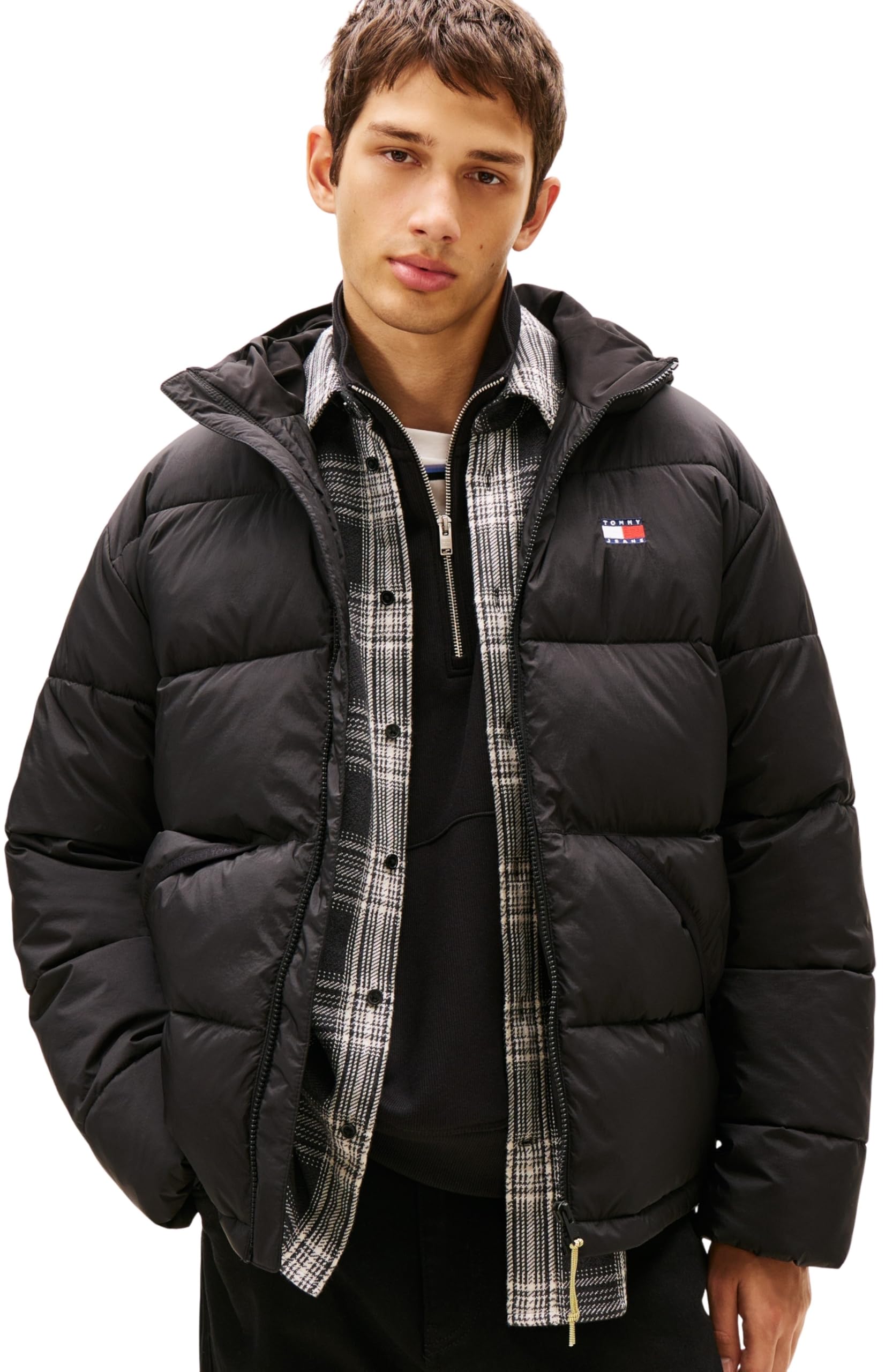 Tommy Jeans Men's TJM Vail Hooded Puffer Ext Dm0Dm22296 Jacket, Black (Black), 4XL Große Größen