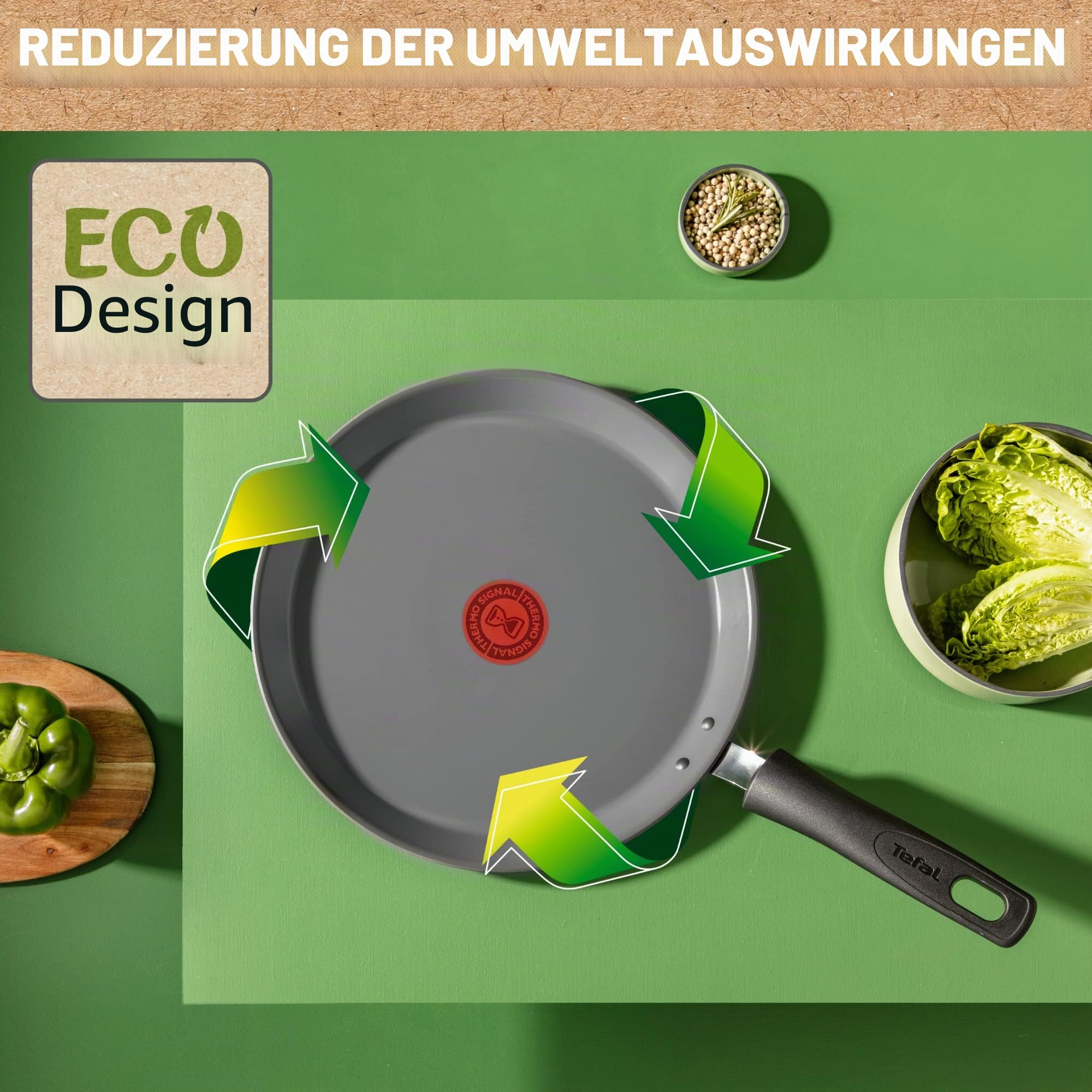 Tefal Renew C4253913 Crêpe-Pfanne, 28 cm, Induktion, Keramik-Antihaftbeschichtung, umweltfreundlich, recycelt, gesundes Kochen, Thermo-Signal, C4253913