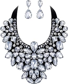 Costume Jewelry for Women, 9 Colors Rhinestone Crystal Statement Necklac...