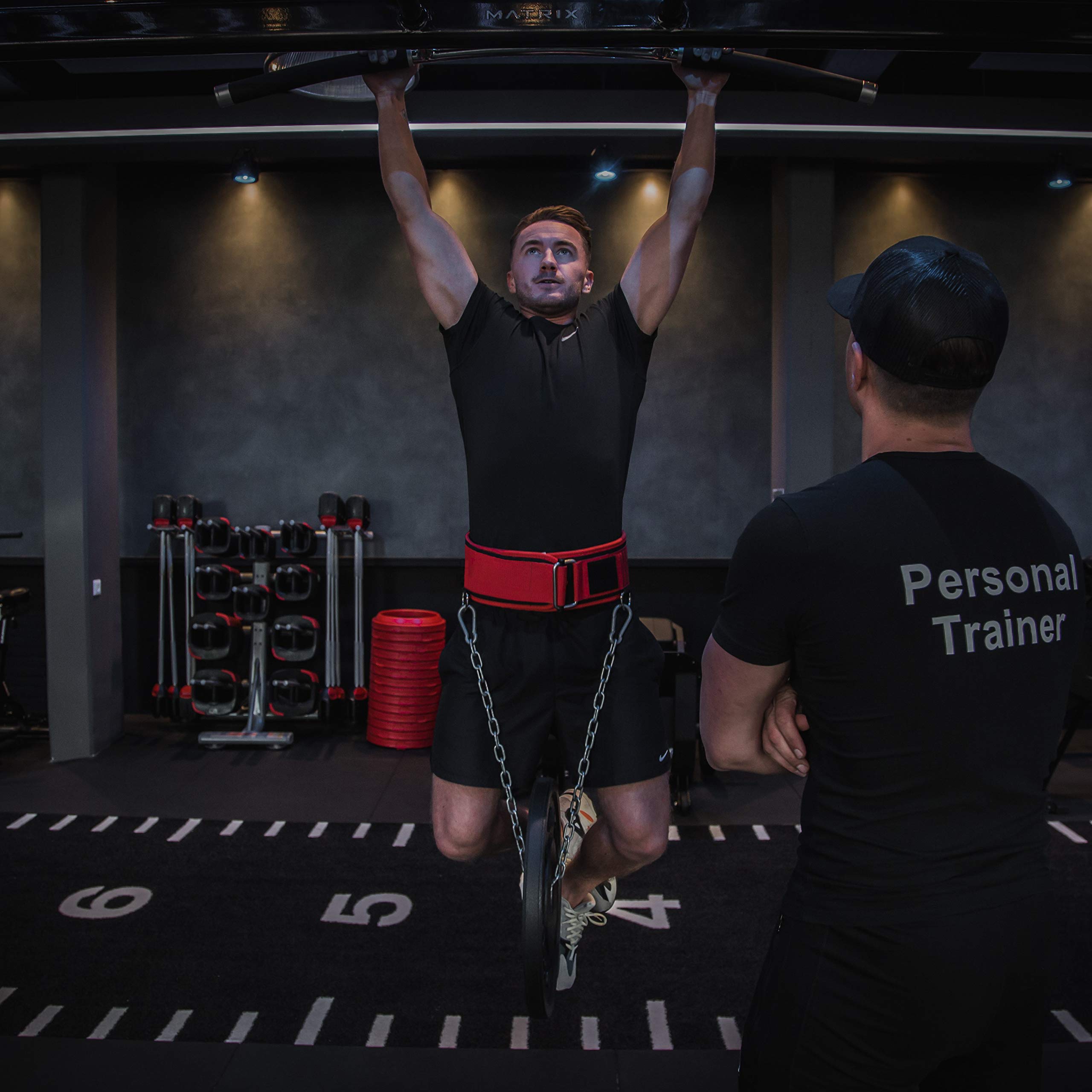 Combinazione Cintura Powerlifting & Cintura per dips - Cintura per Sollevamento Pesi Personalizzata - per Uomo e Donna - Fibbia Autobloccante e Sgancio Rapido - con Catena