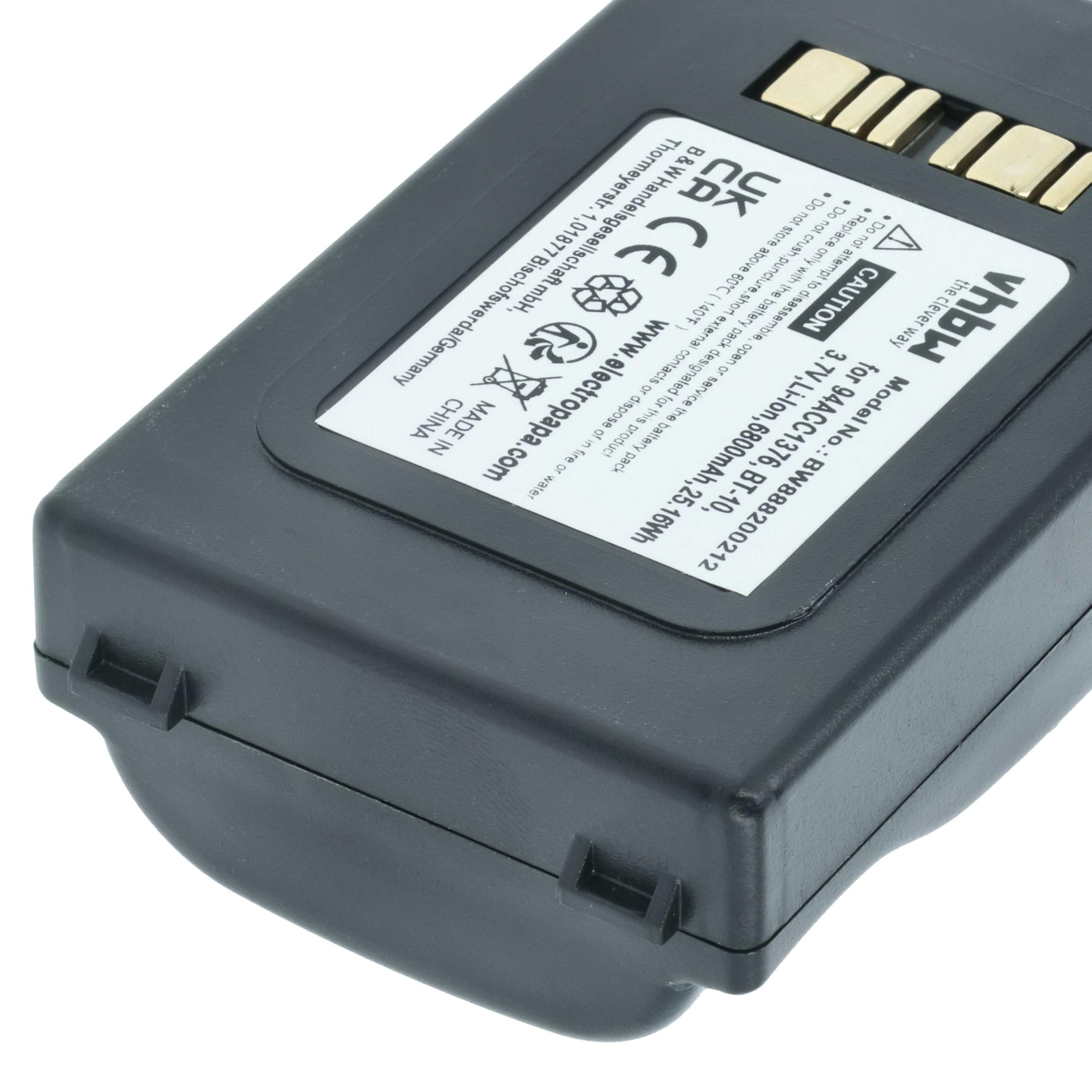 vhbw batteria sostituisce Datalogic BT-10, 94ACC0112, 94ACC1376, 94ACC1377, BT-27, BT-34 per lettore di codici a barre, POS (6800mAh, 3,7V, Li-Ion)