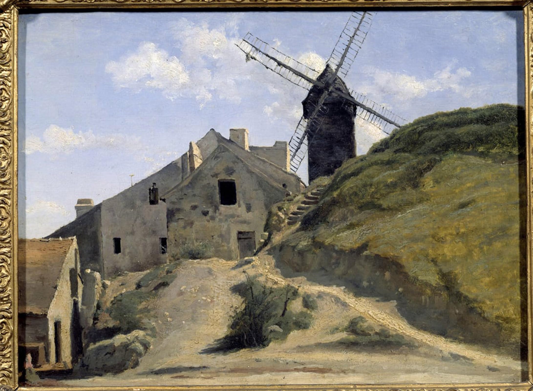 RZHRHJES Vintage Wall Art Picture on Canvas Wall Art Poster The mill of the galette in Montmartre. by Jean Baptiste Camille Corot Canvas Poster for Office Decor 60x90cm