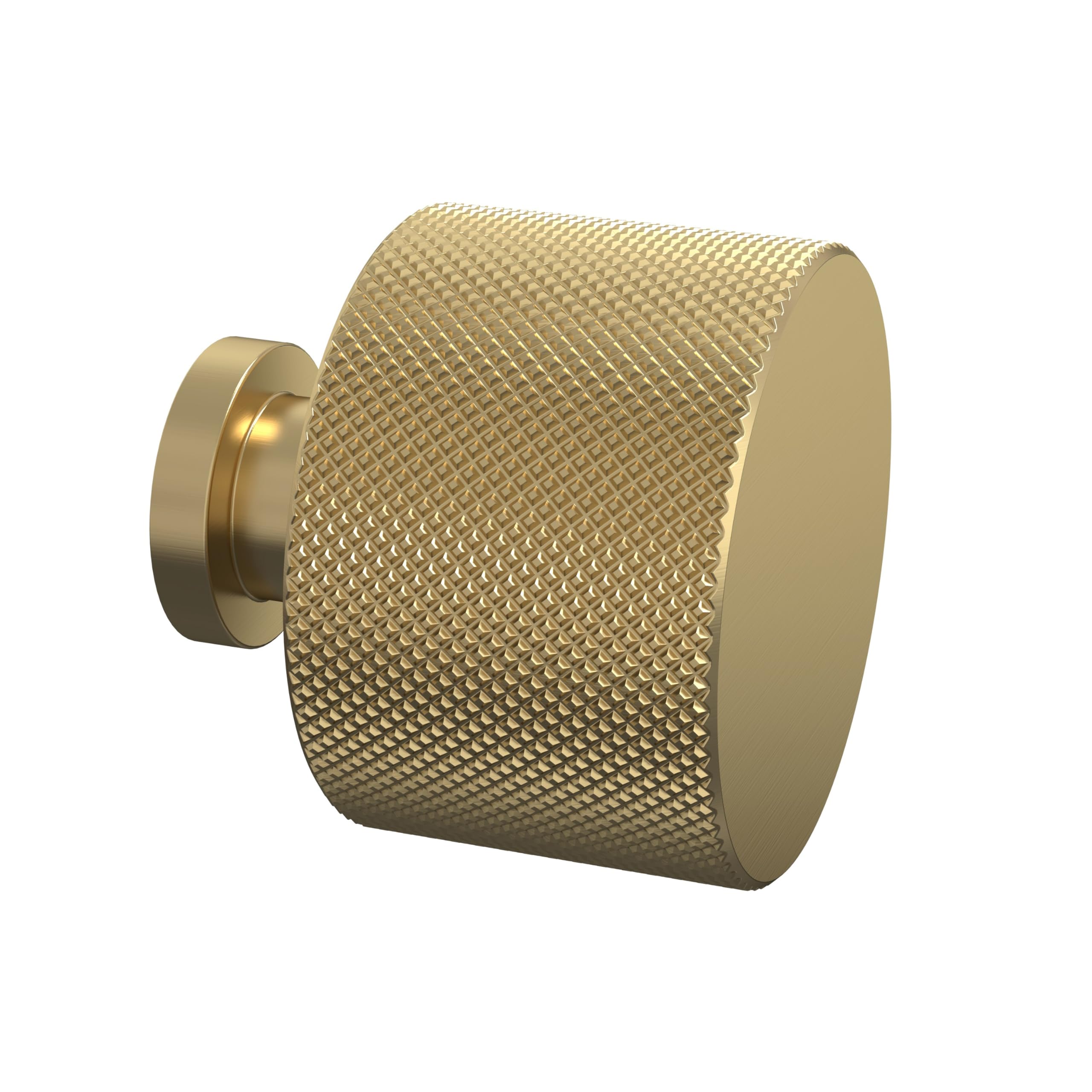 Balterley Knob Kitchen Cupboard Handles Knurled Indented, Round Knob Bathroom Cabinet Handles, Brass Door Handle for Bathroom and Kitchen, Cupboard Door Handle - 30 x 30 x 30mm (Brushed Brass)