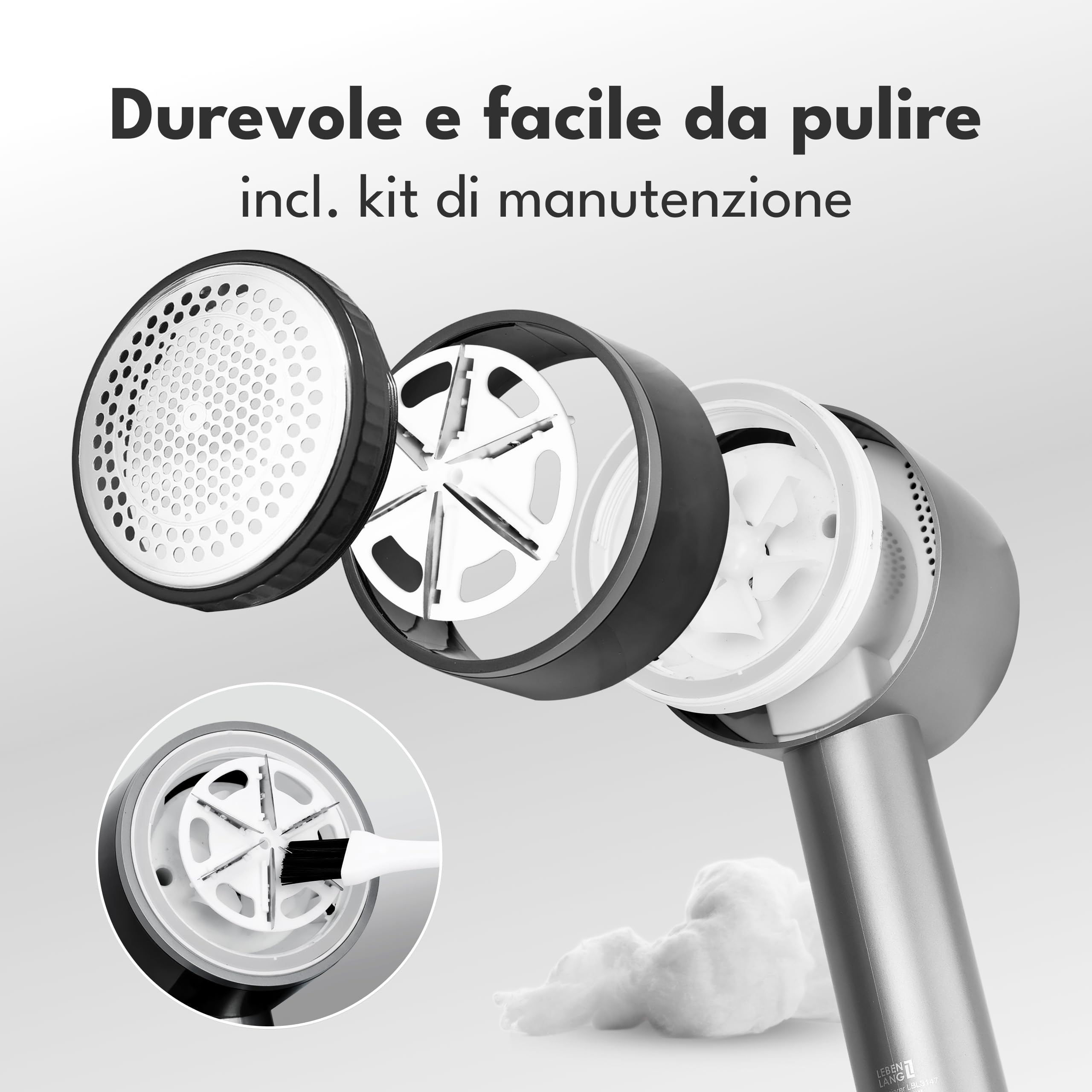 LEBENLANG Premium Leva pelucchi elettronico ricaricabile 4000mAh - 5 modalità & 3,5h di autonomia I Incl. torcia & display LED I Levapelucchi lana elettrico Togli pallini maglioni Lint remover Rimuovi