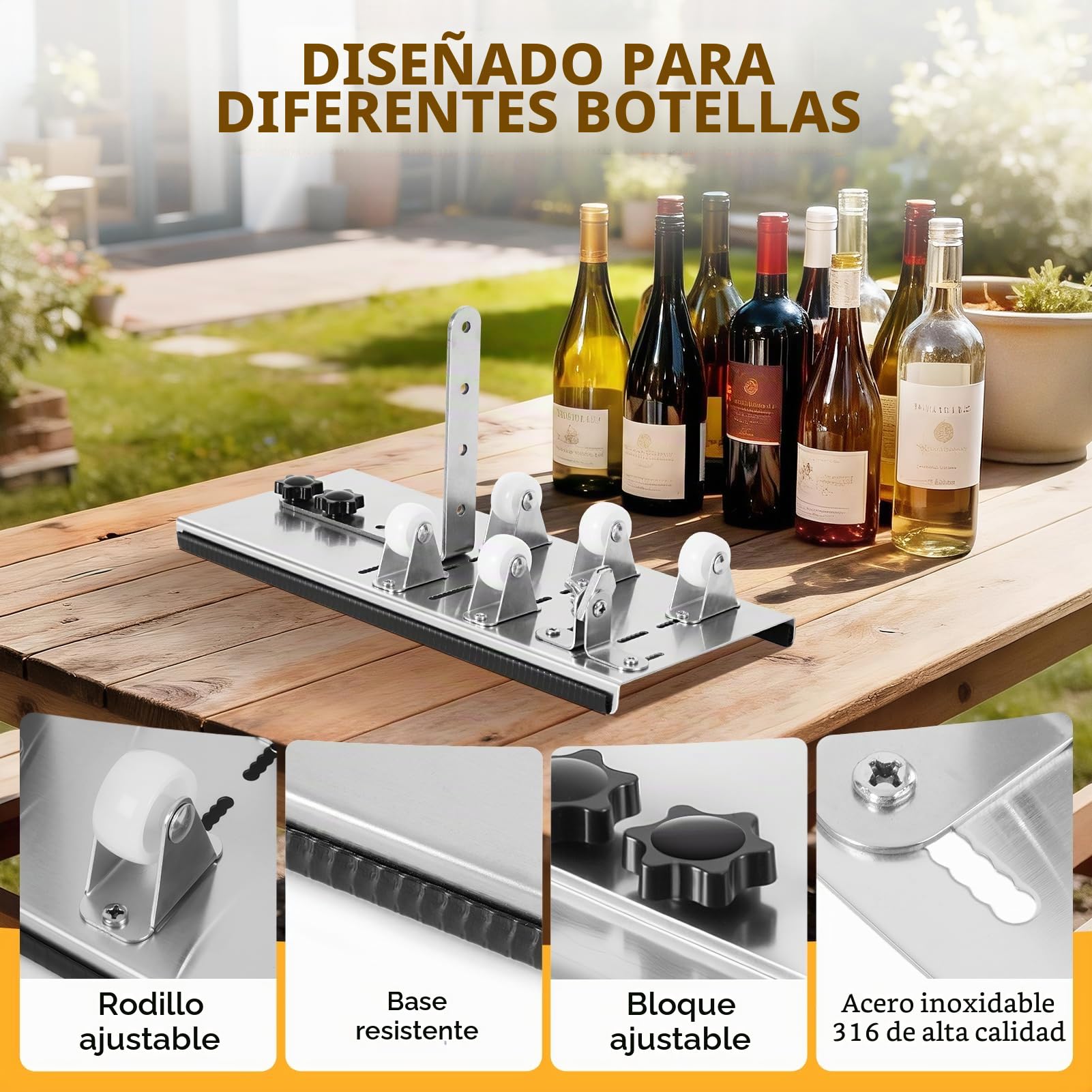 Herramienta de Cortador de Botellas de Vidrio Ajustable, Máquina de Corte de Acero Inoxidable para Vino Cerveza Licor Whisky Alcohol Champán Botellas Redondas de Soda DIY