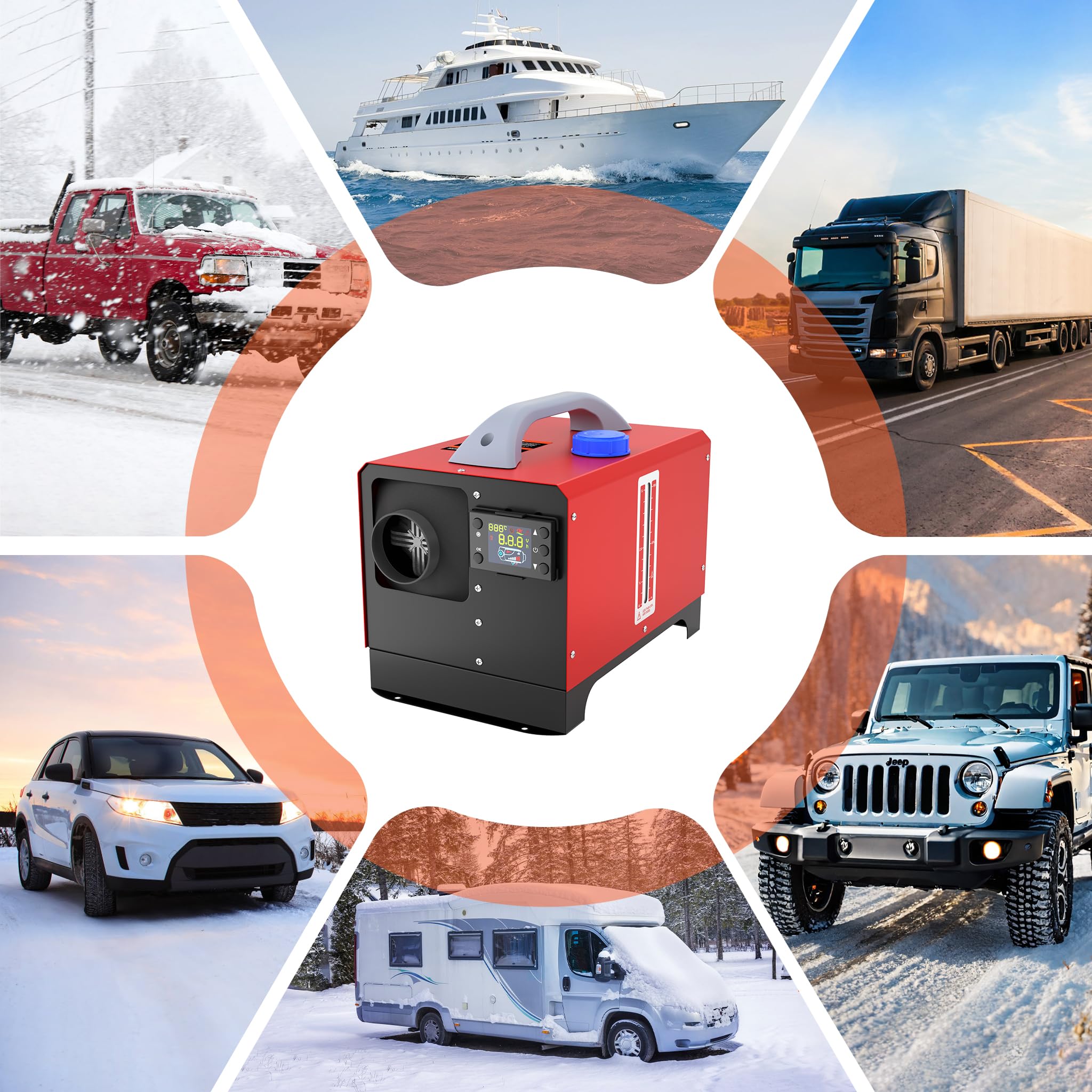 NAIZY Dieselheizung Standheizung, 12V 8KW Diesel Lufterhitzer Air Heizung mit LCD-Bildschirm & Fernbedienung & Griffschalter für Auto LKW Wohnmobil Bus (Typ C)