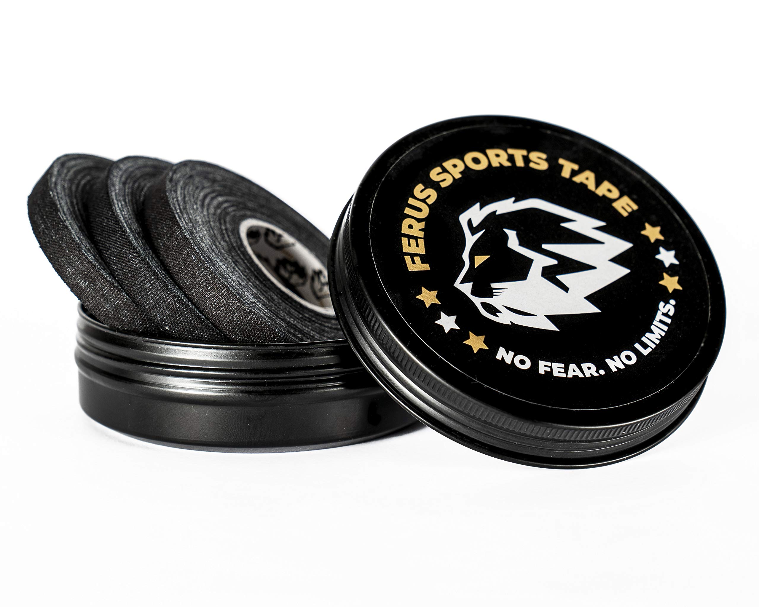 Ferus SportsPremium Sports Tapes for Jiu-Jitsu (Black, 3 Rolls - 0.3inx 13.7m Finger Tape and Case)