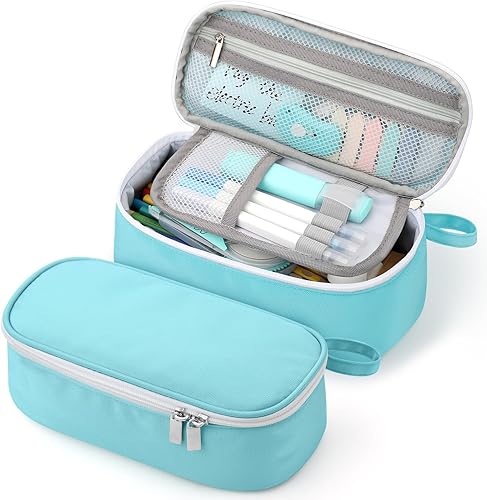 Estuche portátil de gran capacidad para lápices, suministros escolares para estudiantes universitarios, niñas, niños y adultos (verde)