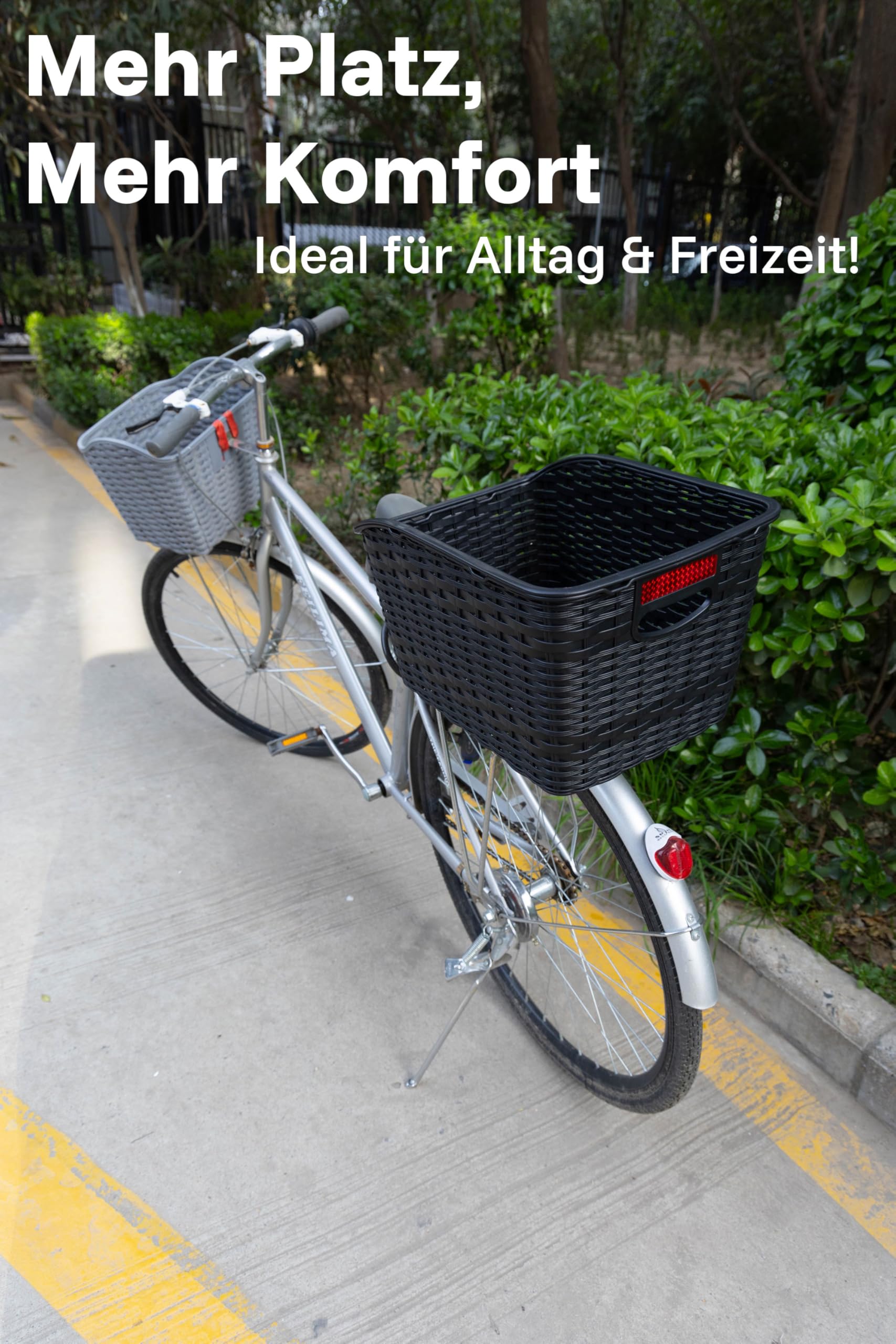 PEUZ 27L Unisex Fahrradkorb hinten Groß zum Transport von Gepäck Stabiles Kunststoffnetz, wetterfest und rostfrei, Schwarz