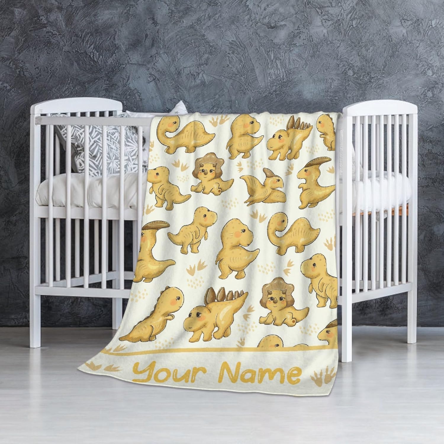 Todeyya Cute Dinosaurs Custom Personalized Baby Blanket