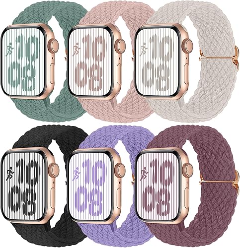 Brigtlaiff Solo Loop trenzada compatible con Apple Watch Band de 1.496 - 1.575 pulgadas, para mujeres y hombres, correa de nailon elástica ajustable