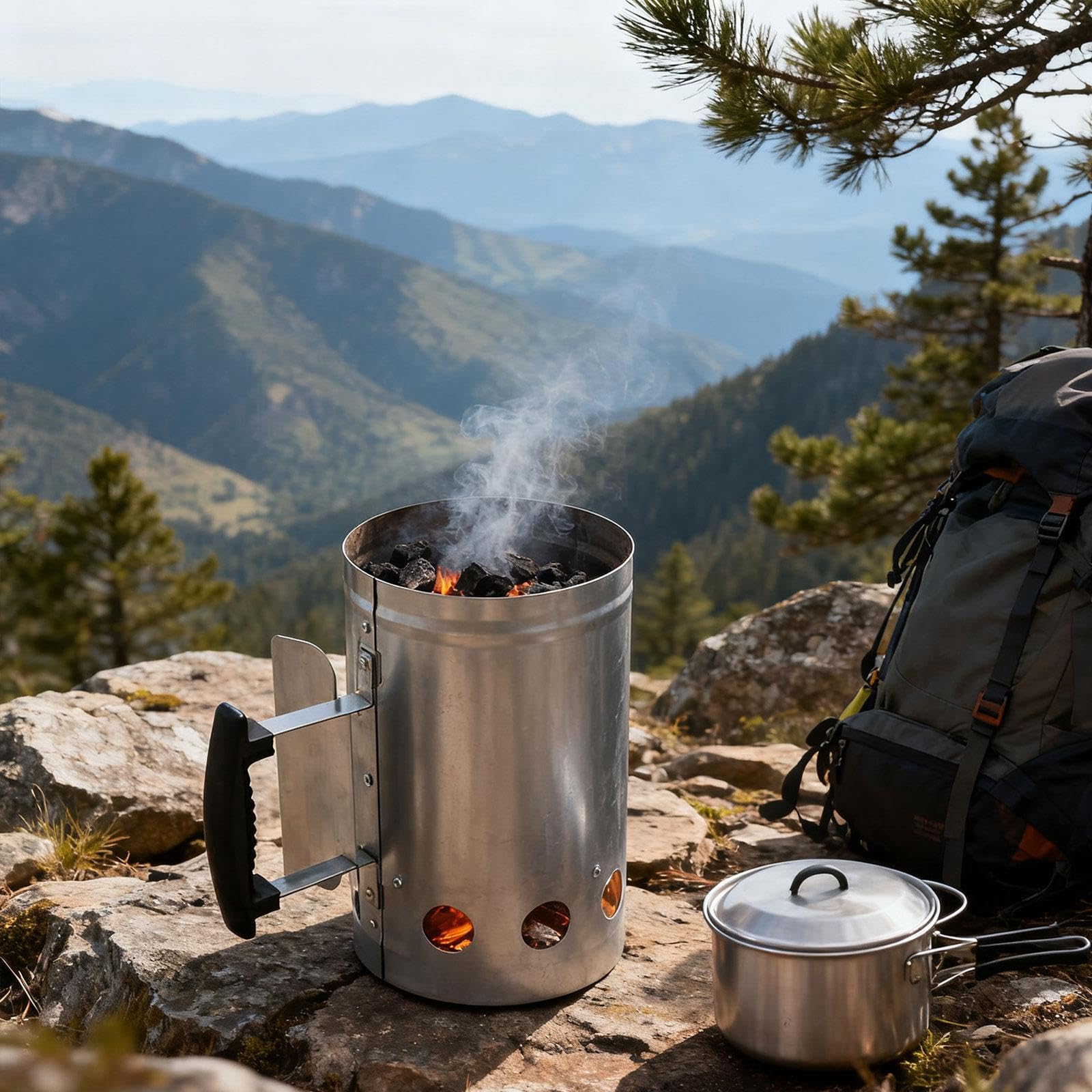 LOVIVER Chimenea de Encendido portátil para carbón, con asa Reforzada, Cubo Multiusos para Barbacoa, jardín y Exteriores.