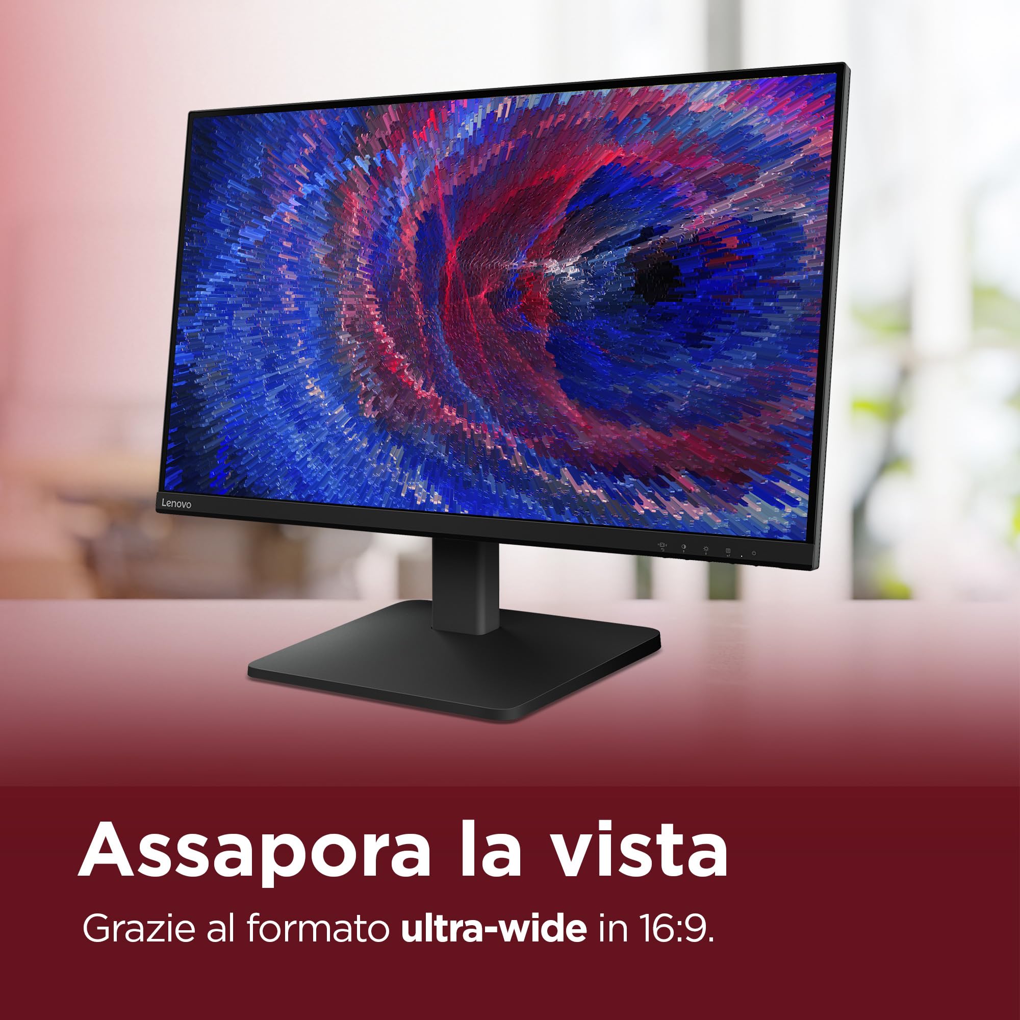 Lenovo L27qe Monitor 27" QHD (2560 x 1440), IPS, 4ms, 100Hz, Regolabile, Porte HDMI 2.1 e DisplayPort 1.4, Cavo HDMI incluso - Raven Black