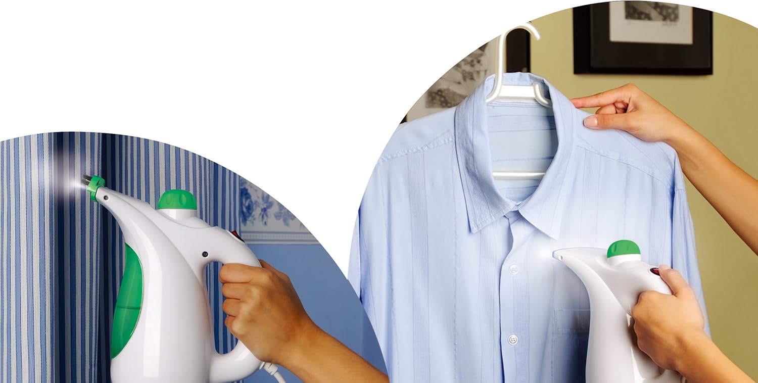 idee Portable Handheld Garment Steamer with Fabric Brush & Lint Remover for Home and Travel, PGS01G