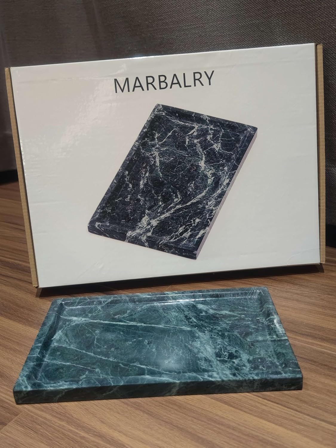 Natural Marble Tray for Home Decor Bathroom Kitchen Vanity Dresser Genuine Marble Storage Tray for Cosmetics/Jewelry Non-Resin/Non-Ceramic 9.8"*6"