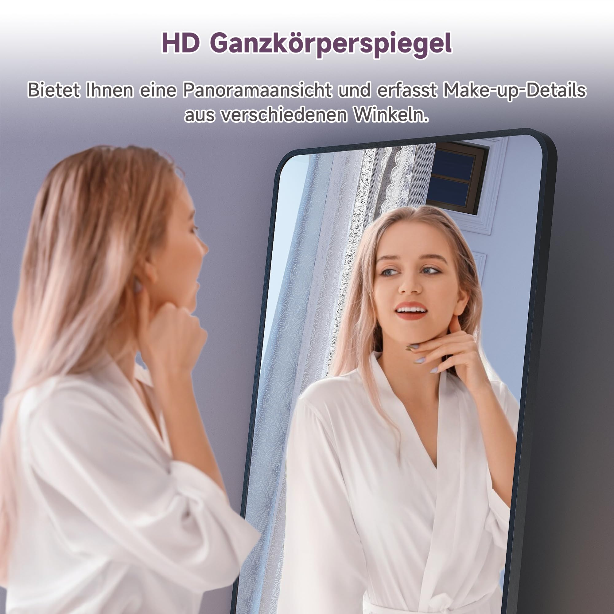 SONNI Ganzkörperspiegel 160 x60 cm mit Aluminium Rahmen - Schwarz, HD Spiegelglas, Wandmontage/Standfuß (kippsicher), Rechteckig Standspiegel für Schlafzimmer, Flur, Eingangsbereich
