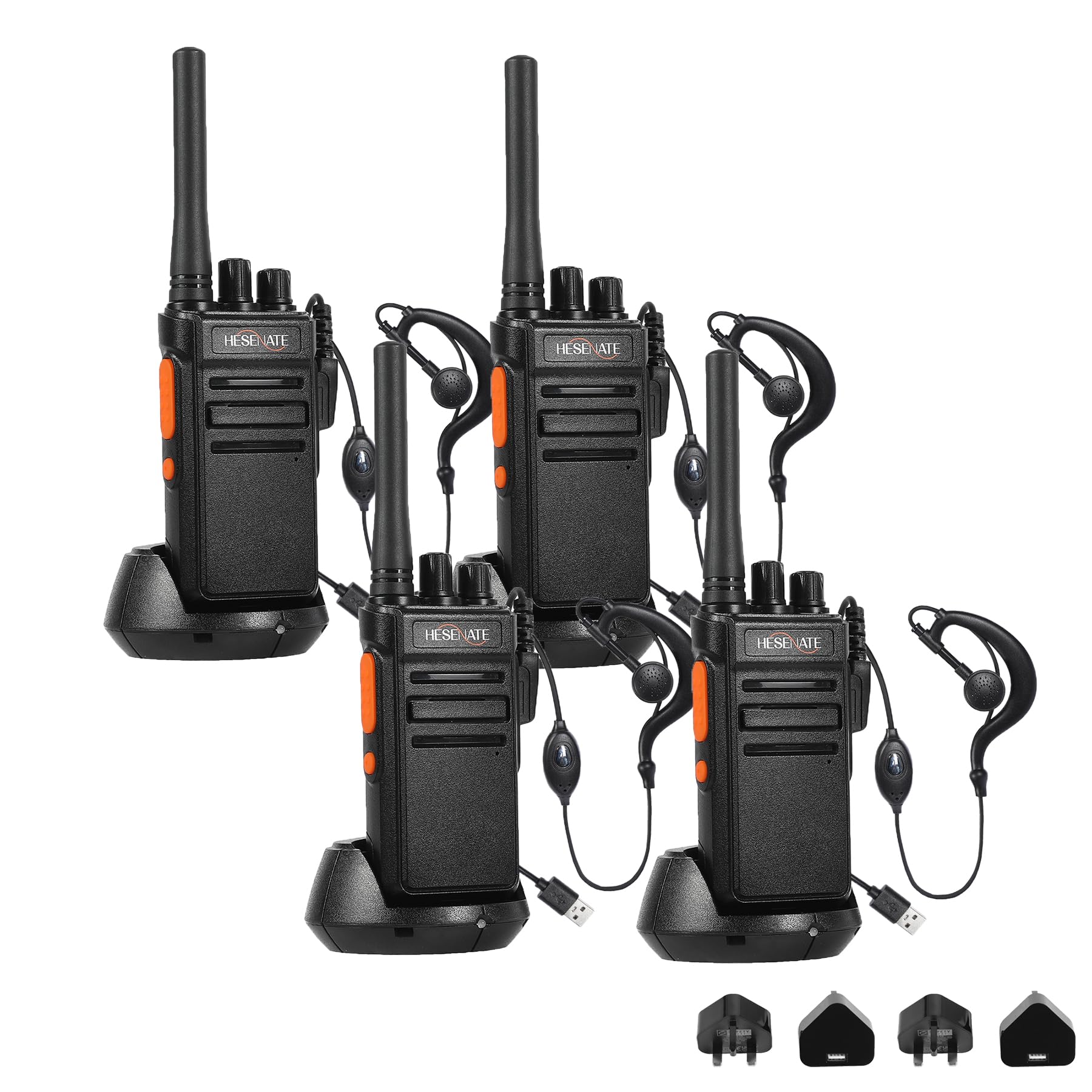 HESENATE HT66 PLUS Display PMR446 Walkie Talkies for Adults, Long Range Rechargeable 2 Way Radio with 6 Way Charger, USB-C Charging, VOX, for School, Construction, Warehouse, Outdoor (Black, 6 Pack) — view 13