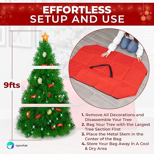 Miniatura 6 de UponPak Bolsa de almacenamiento para árbol de Navidad  Se adapta a árboles desmontados de hasta 9 pies  Estuche de almacenamiento para árboles