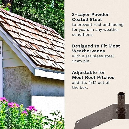 Miniatura 8 de EZ Vane - Veleta de acero con puntero de 21 pulgadas de altura, incluye soporte de cubierta de metal, copas de viento y soportes, hecha a mano y de