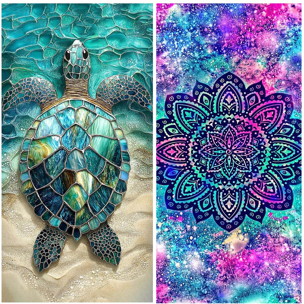 Microfibre Beach Towel 71"X32" Quick Dry Lightweight 2 Pcs Sand Free Extra Large Thin Towels Travel Essentials For Adults Womens Swim Bath Accessories Mats Holiday Must Haves Sea Turtle Mandela