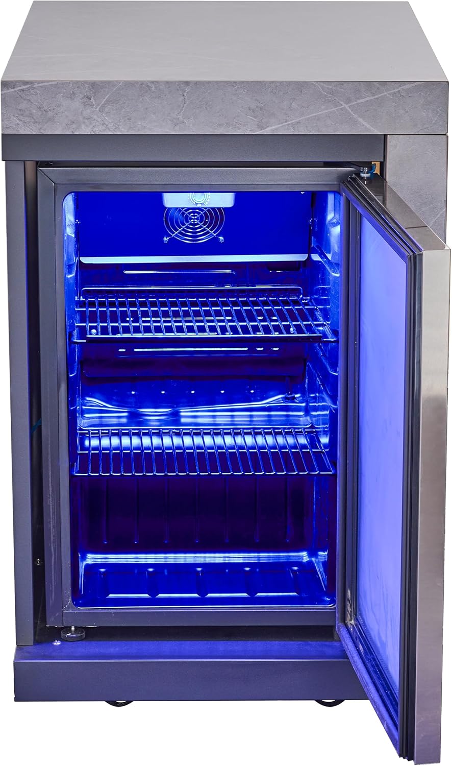 Forno Rimini 30" Outdoor Kitchen BBQ, 62,600 BTU Gas Grill with 3 Burners, Infrared Sear & Rotisserie - 2.4 cu.ft. Beverage Center, Stainless Steel Sink & Gray Sintered Stone Countertop - Black