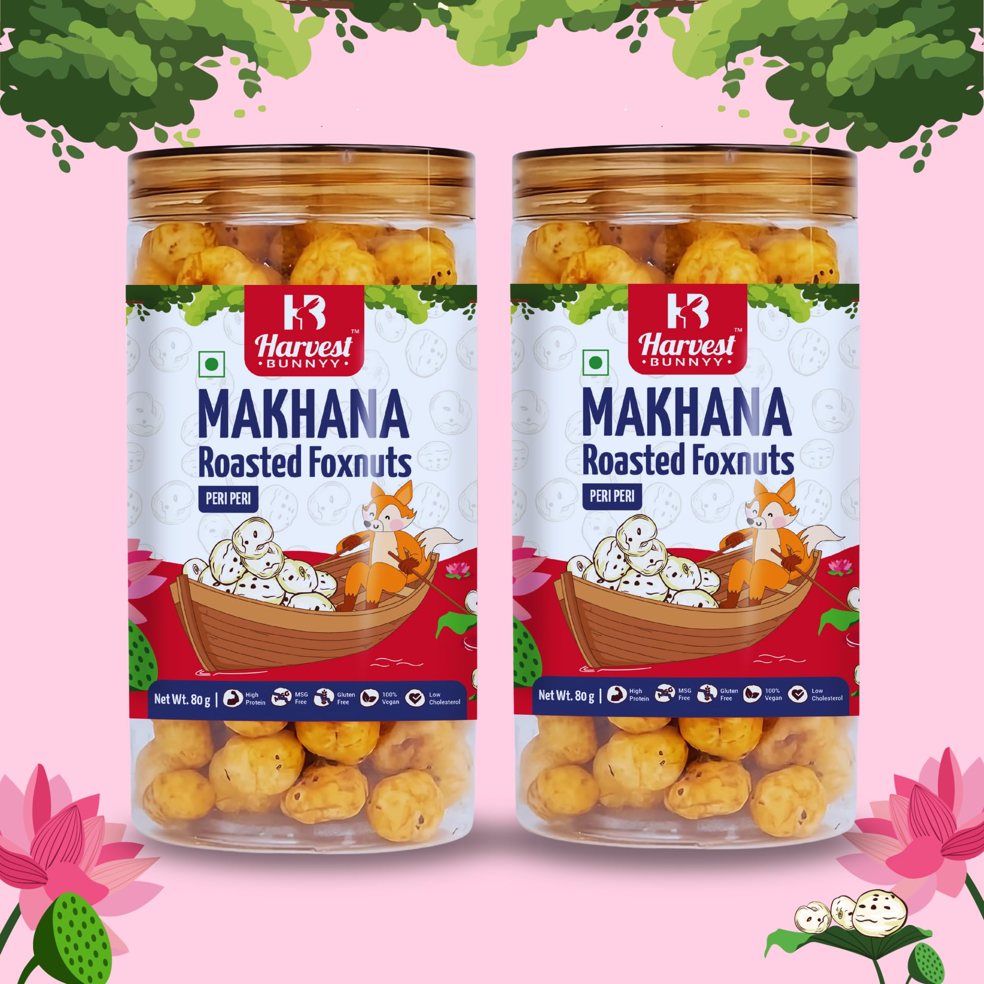 Harvest Bunnyy Roasted Flavoured Phool Makhana (Foxnut) Jar - 160 Gram by Ruchi Harvest (Pack of 2, Each- 80 gram) (Peri-Peri Makhana) (B0D2CRSR45) Amazon Price History, Amazon Price Tracker