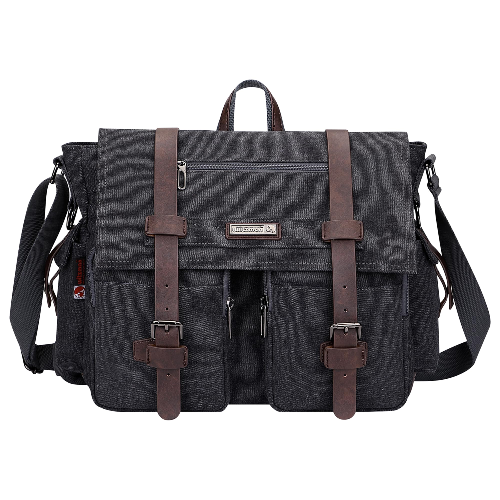 WITZMAN Canvas Messenger Bag Herren Männer Groß Vintage Tasche Umhängetasche 17 Zoll Laptop Crossbody Shoulder Bag