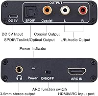 Vista 3 de Adaptador HDMI ARC, extractor de audio Tendak ARC con TOSLINK óptico digital TOSLINK SPDIF/coaxial y analógico de 0.138 in L/R convertidor de audio