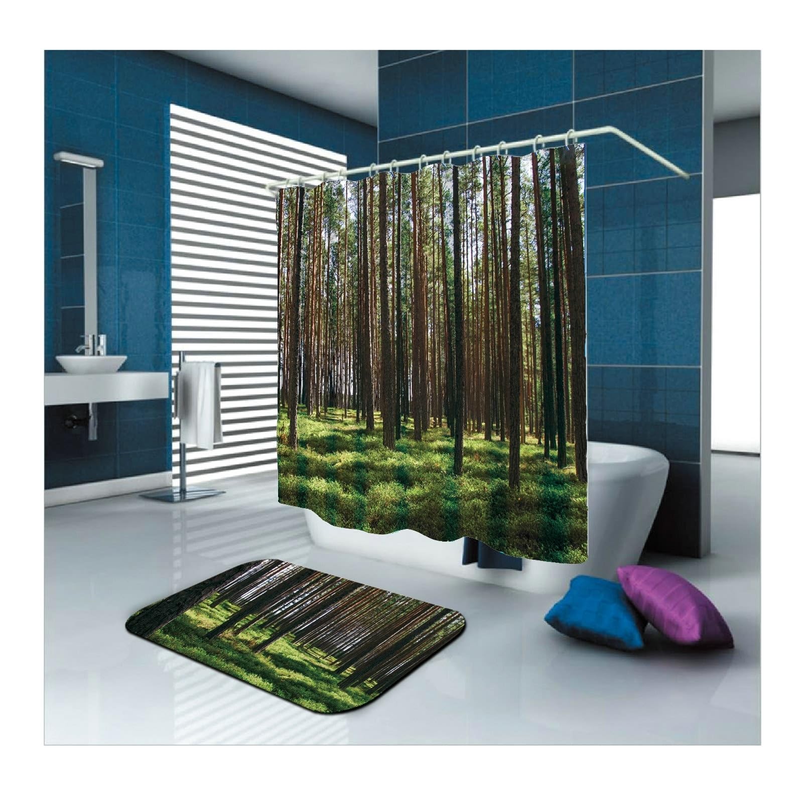 Rideau de douche vert forêt créez une ambiance spa nature dans votre baignoire