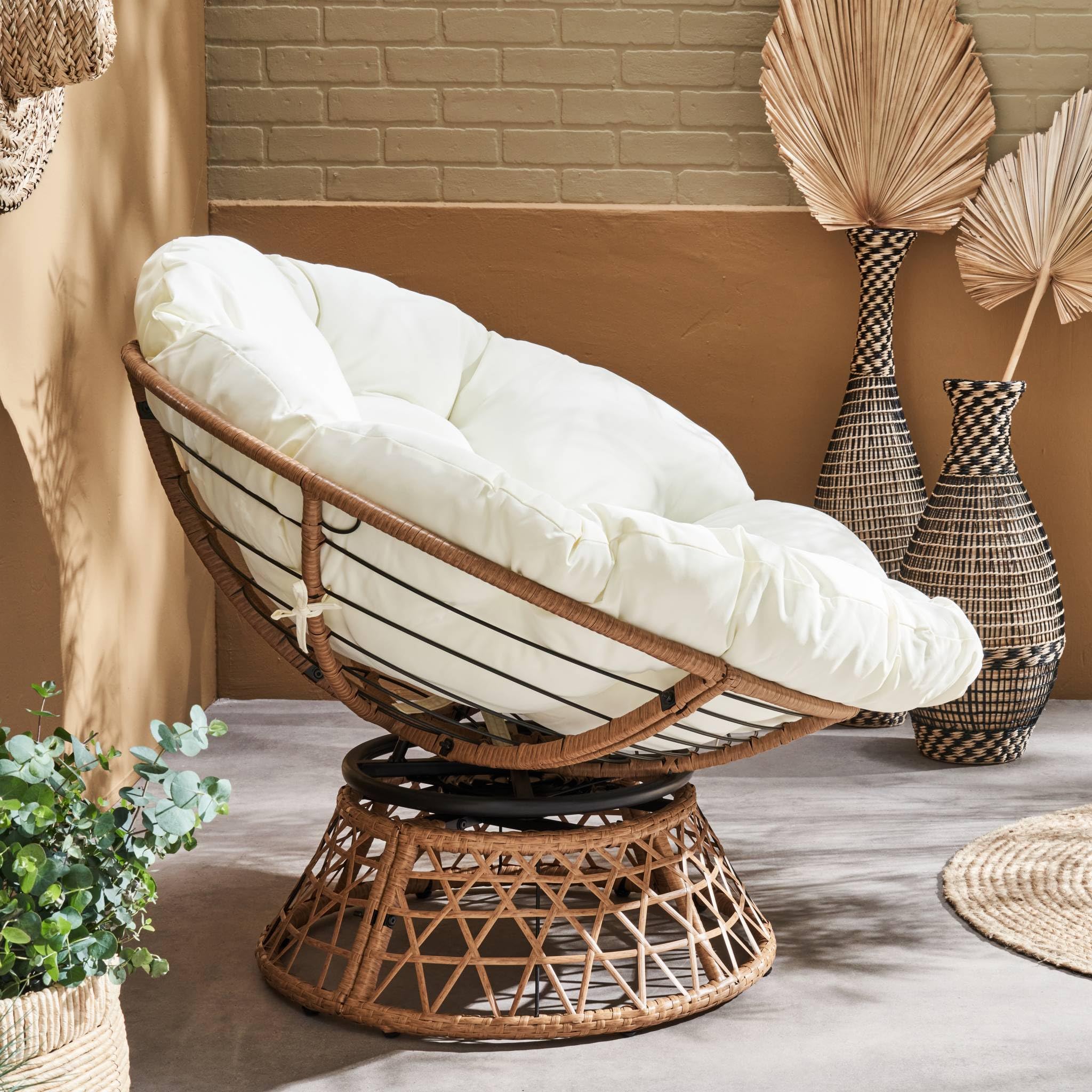 sweeek - Sillón Papasan en polyrotin, loveuse Exterior/Interior Ø96cm