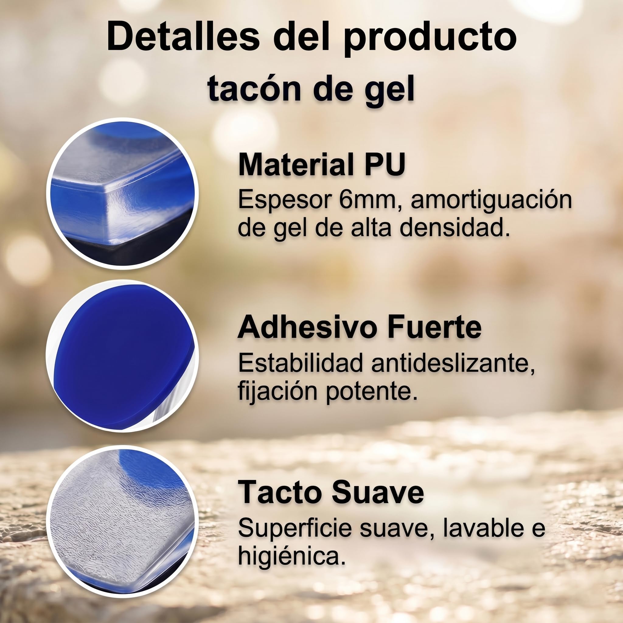 2 Pares Taloneras Silicona PU, Plantillas de Gel para Talón, Anti-Dolor para Fascitis Plantar y Espolones Calcáneos, Reducen Presión e Impacto, Tamaño 39-45 (Azul)