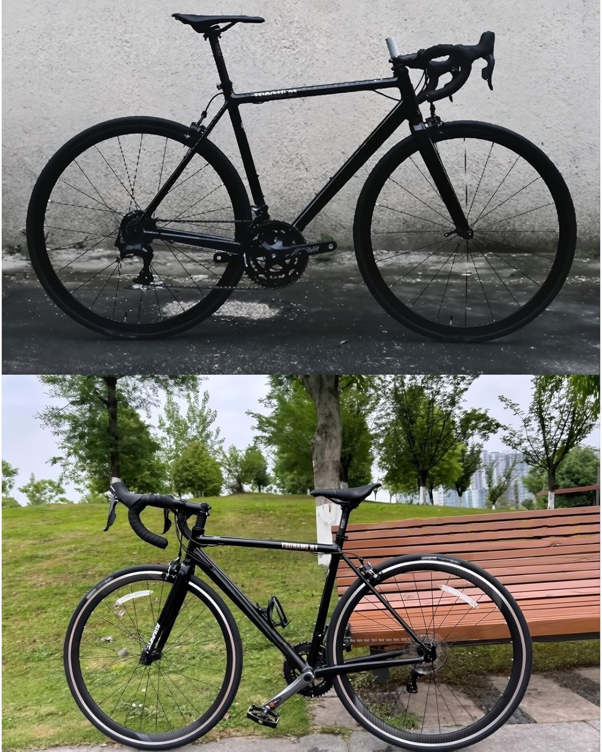 TUJISEK 700C Road Bike Frameset 44 47 50 53 56cm Aluminum Alloy Bike Frame C Brake/Rim Brake Frame Quick Release Frame 100/130MM Semi-Internal Routing BSA BB68mm(Black,44cm)