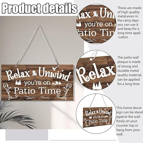 Vista 24 de Hotop Letrero de metal para patio al aire libre, decoración para patio trasero, porche, arte de pared, balcón, glorieta, accesorios para decoración