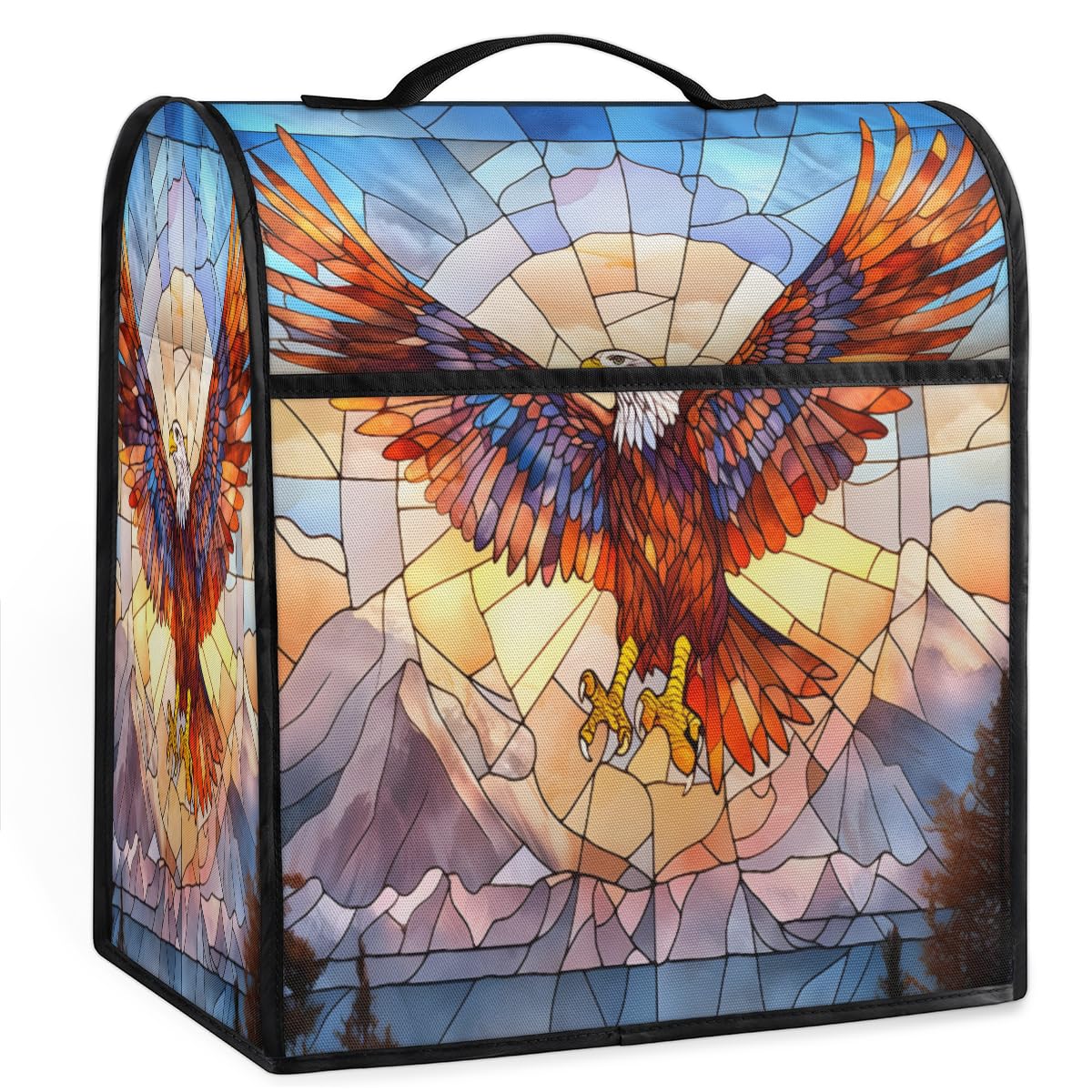 Coffee Maker Cover Glass Painting Eagle Kitchen Appliance Covers Small Appliance Covers Blender Cover Juicer Cover Dust Covers for Kitchen Appliances with Top Handle and Pockets,Washable,B155