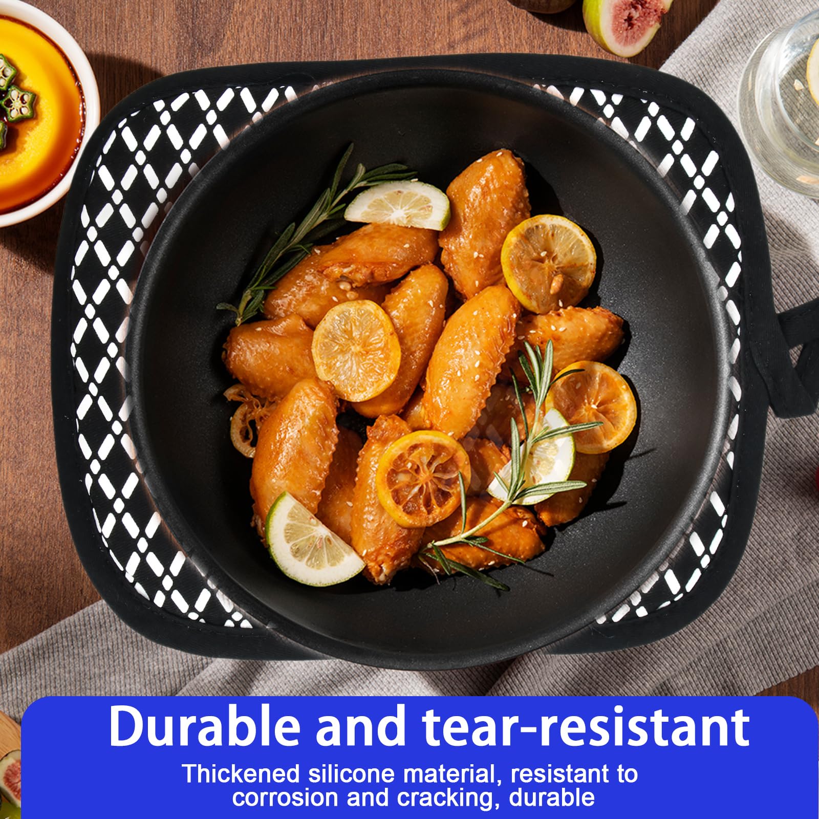 Bonthee Maniques Longs Noirs Lot De 4 Maniques Et Gants De Four Longs - Silicone Antidérapant Noir Protection Thermique Cuisine